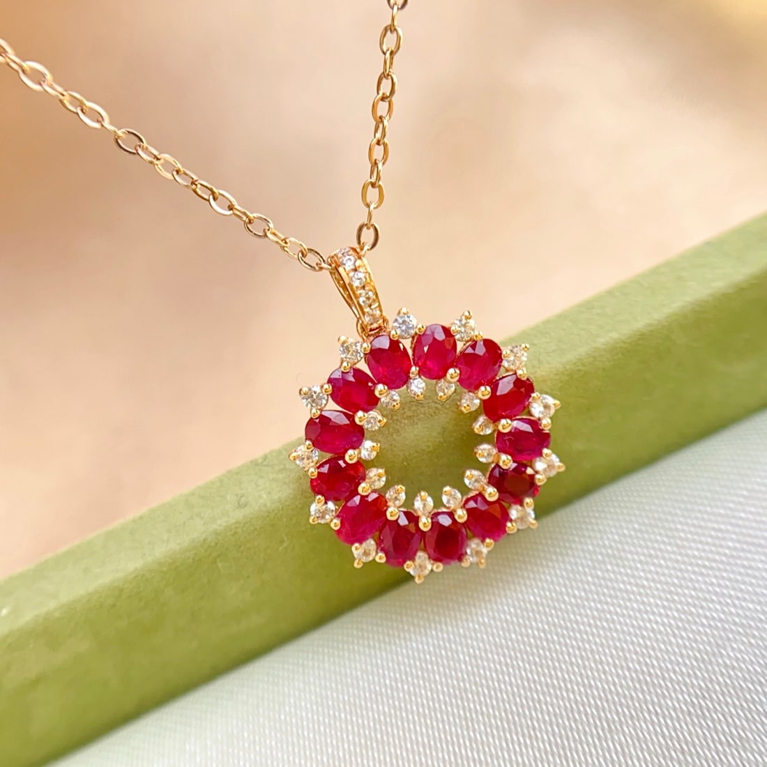14k Gold 1.60 Ct Natural Ruby & Sapphire Pendant( Without Chain ) - 4