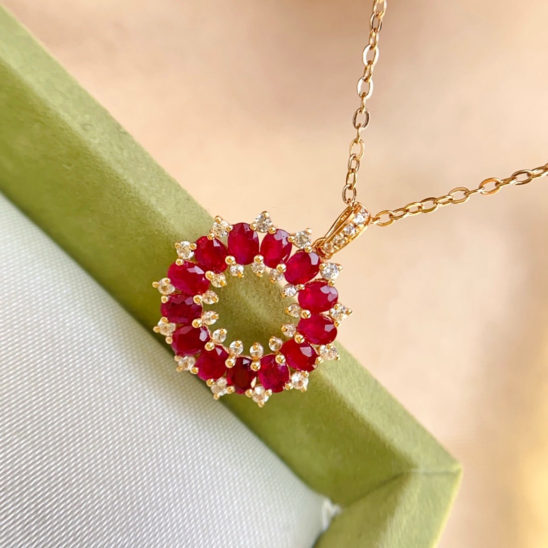 14k Gold 1.60 Ct Natural Ruby & Sapphire Pendant( Without Chain ) - 5