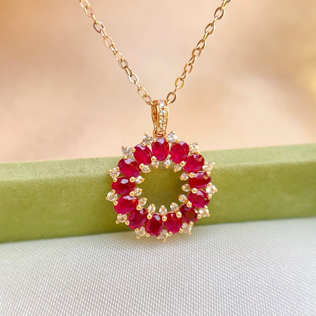 14k Gold 1.60 Ct Natural Ruby & Sapphire Pendant( Without Chain ) - 6