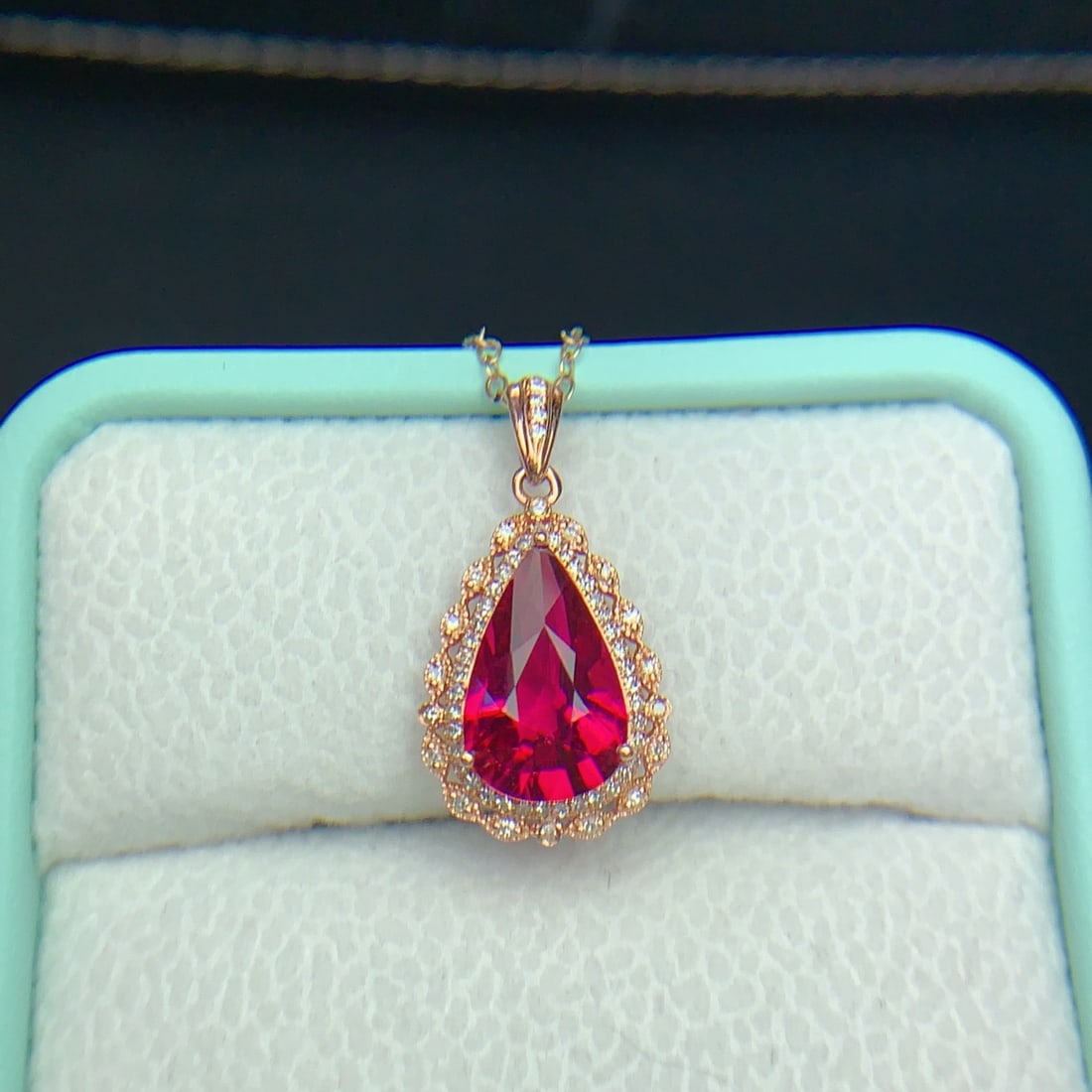 14k Gold 2.4 Ct Natural Tourmaline & Diamond Pendant( Without Chain ) - 3