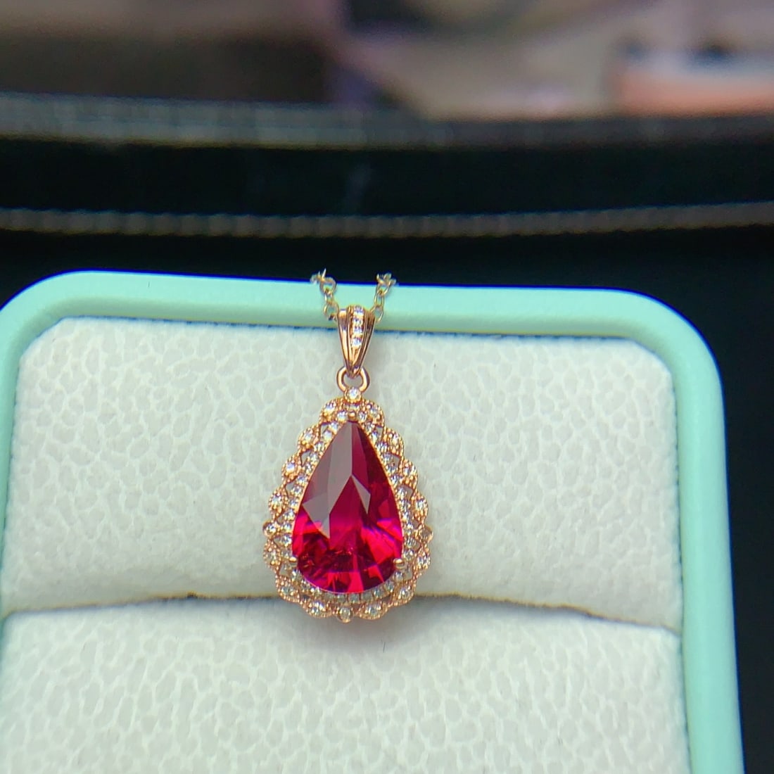 14k Gold 2.4 Ct Natural Tourmaline & Diamond Pendant( Without Chain ) - 5