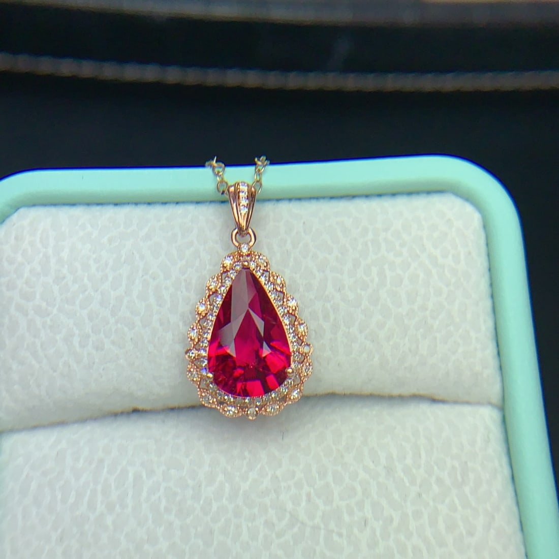 14k Gold 2.4 Ct Natural Tourmaline & Diamond Pendant( Without Chain ) - 6