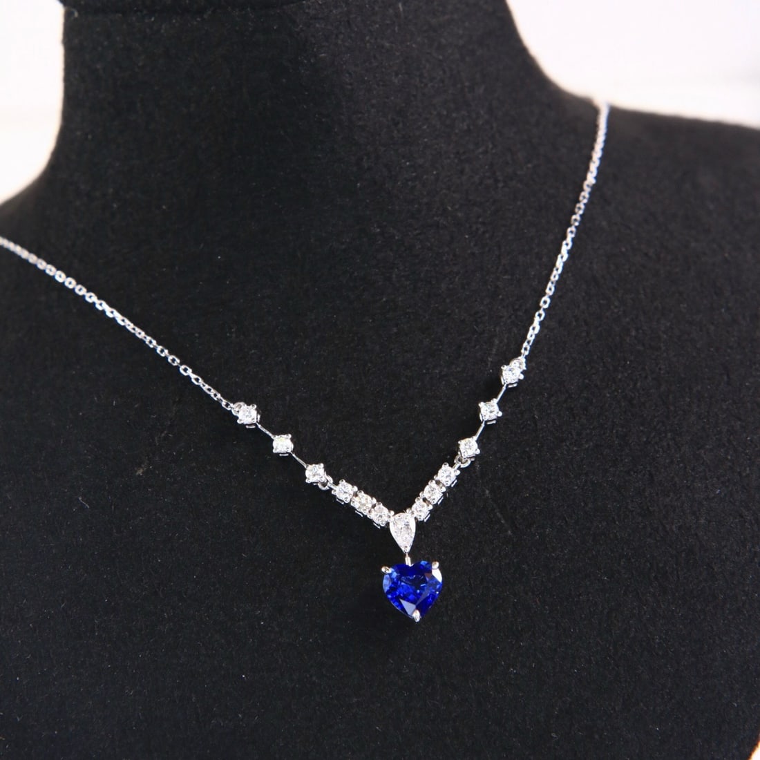 14k Gold 1.09 Ctw Natural Sapphire & Diamond Necklace - 7