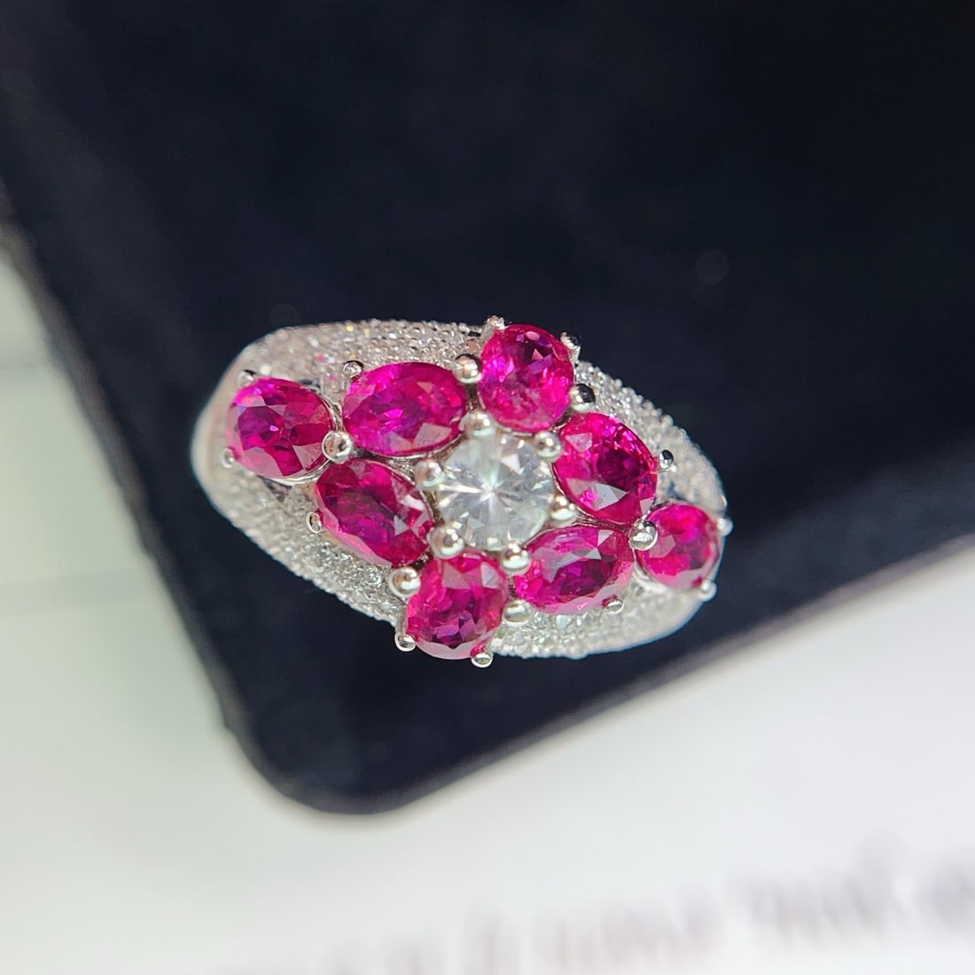 14k Gold 2.40 Ct Natural Ruby & Diamond & Sapphire Ring: Ref:231136324 // gold content:14k gold // ring size:7. 25us // // main gemstone:ruby // shape:oval // carat weight:2. 40ct // color:red // treatment:natural // // adjacent gemstone 2 : diamond // numb