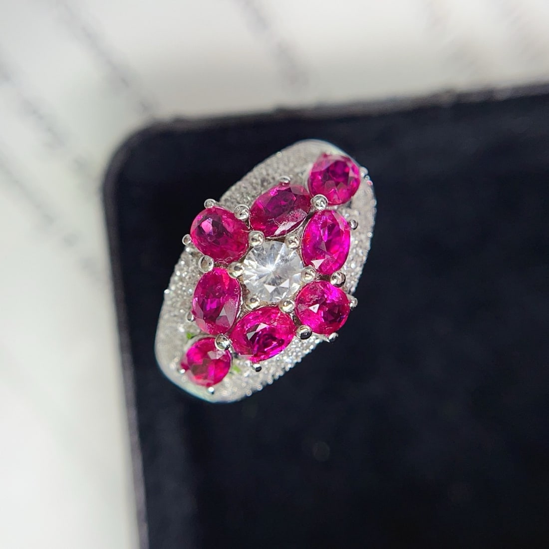 14k Gold 2.40 Ct Natural Ruby & Diamond & Sapphire Ring - 4