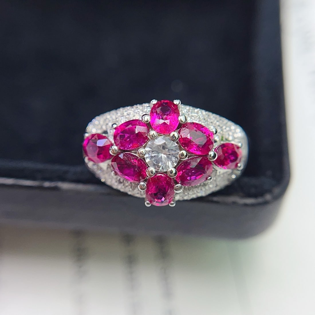 14k Gold 2.40 Ct Natural Ruby & Diamond & Sapphire Ring - 5