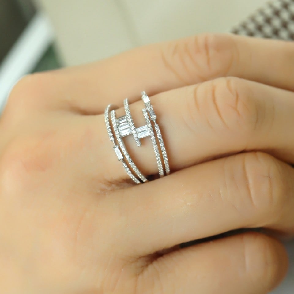 14k Gold 0.60 Ct Natural H Diamond Ring - 5