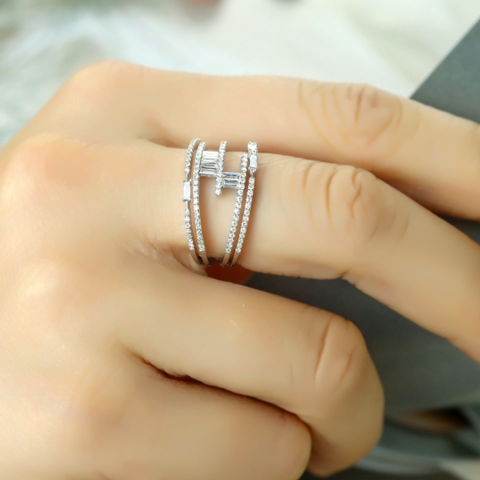 14k Gold 0.60 Ct Natural H Diamond Ring - 6