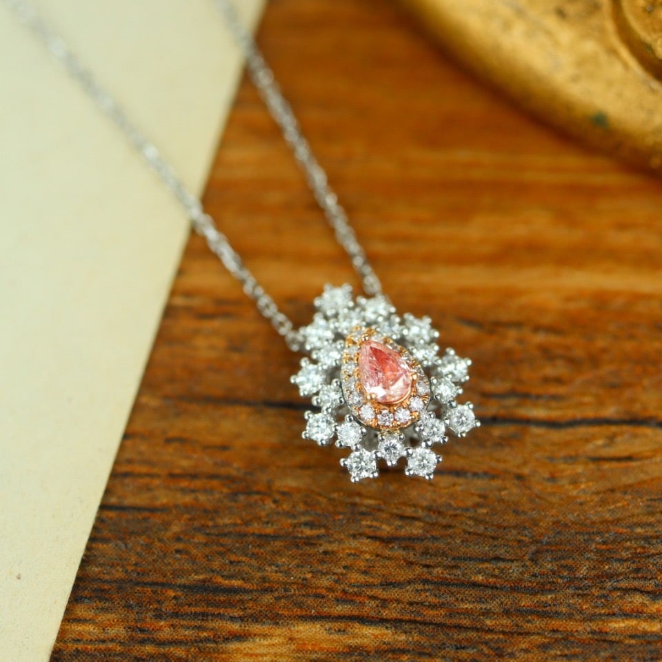 14k Gold 0.41 Ctw Natural Pink Diamond & Diamond Necklace - 2