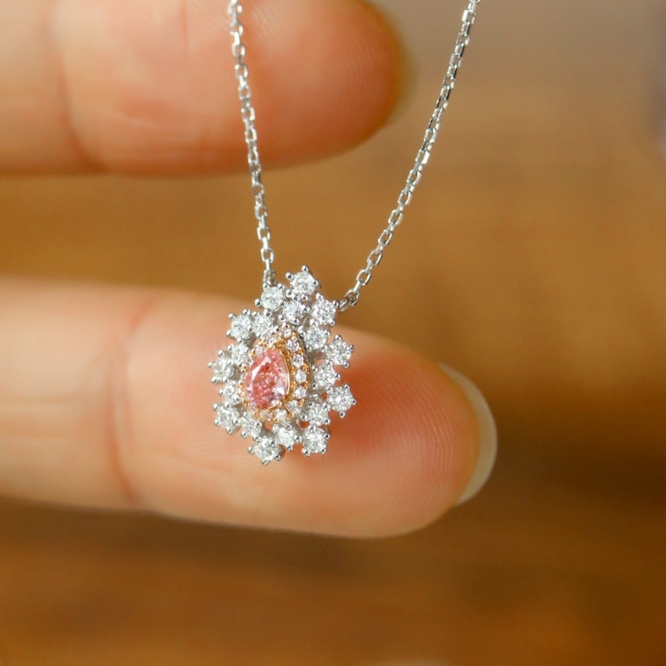 14k Gold 0.41 Ctw Natural Pink Diamond & Diamond Necklace - 3