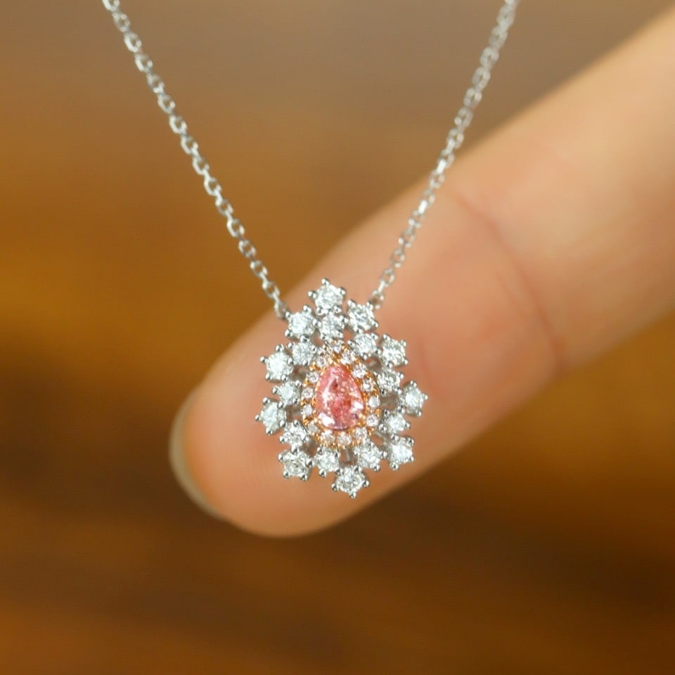 14k Gold 0.41 Ctw Natural Pink Diamond & Diamond Necklace - 4