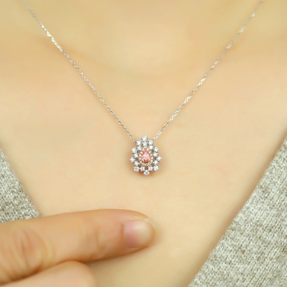 14k Gold 0.41 Ctw Natural Pink Diamond & Diamond Necklace - 5