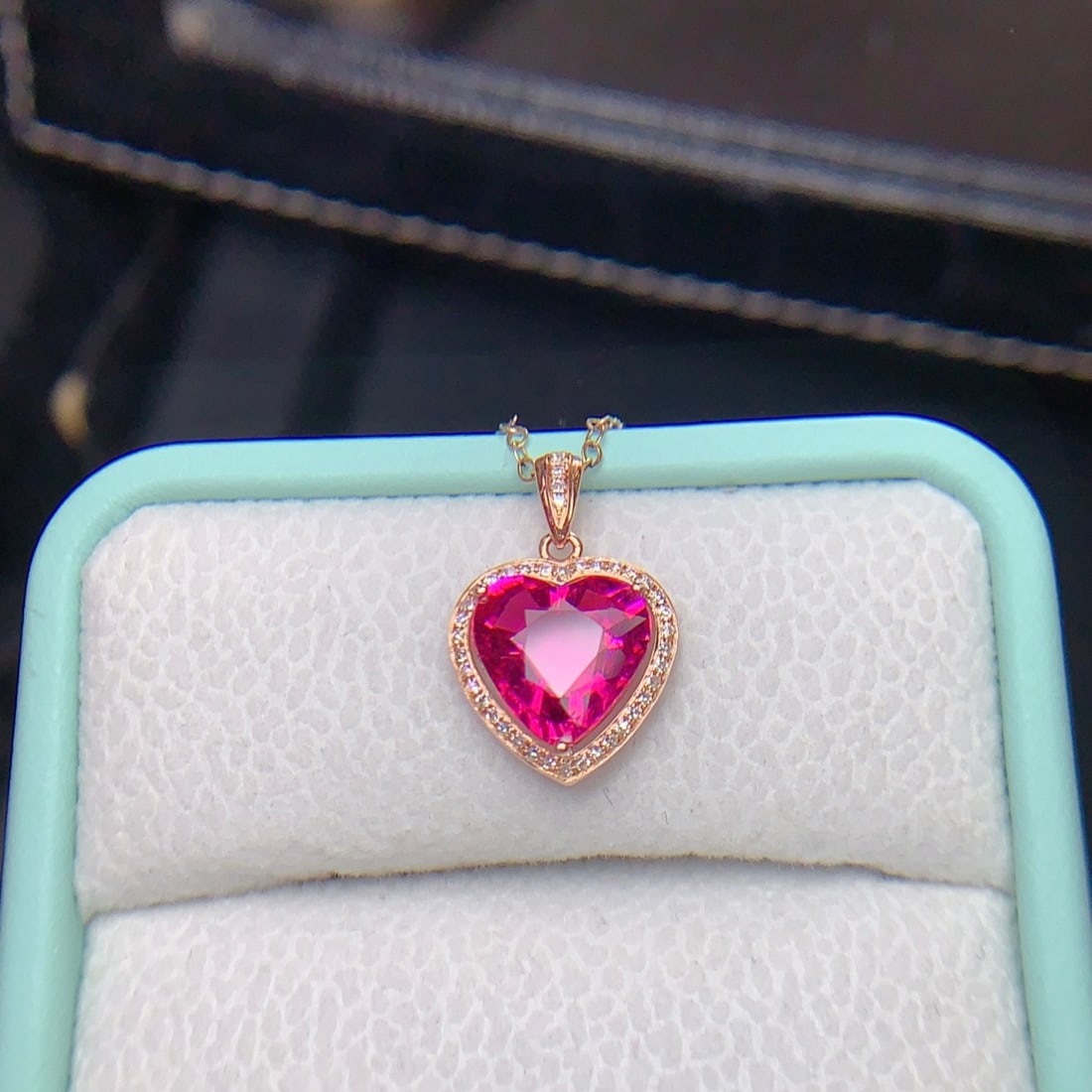 14k Gold 2.4 Ct Natural Tourmaline & Diamond Pendant( Without Chain ) - 3