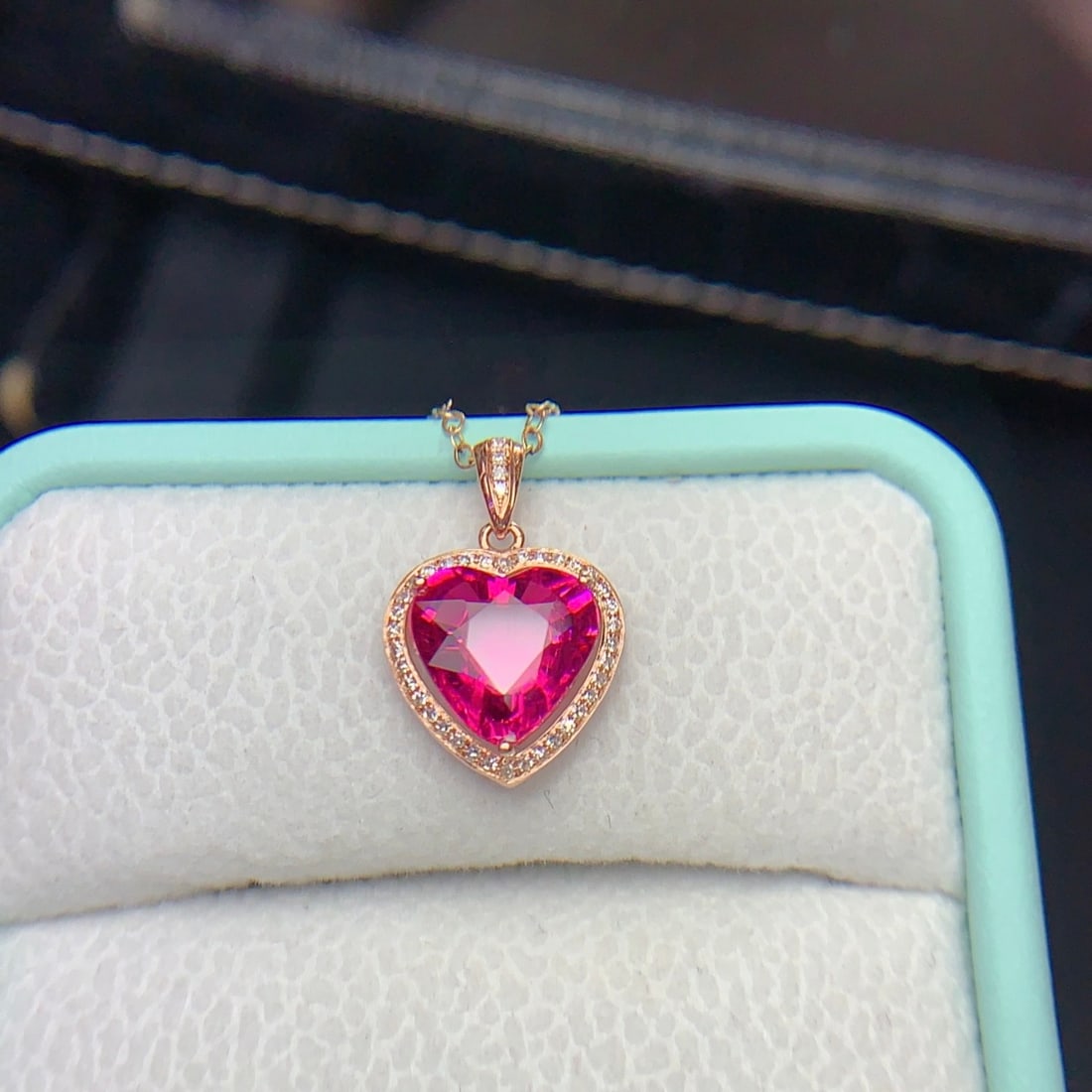 14k Gold 2.4 Ct Natural Tourmaline & Diamond Pendant( Without Chain ) - 4