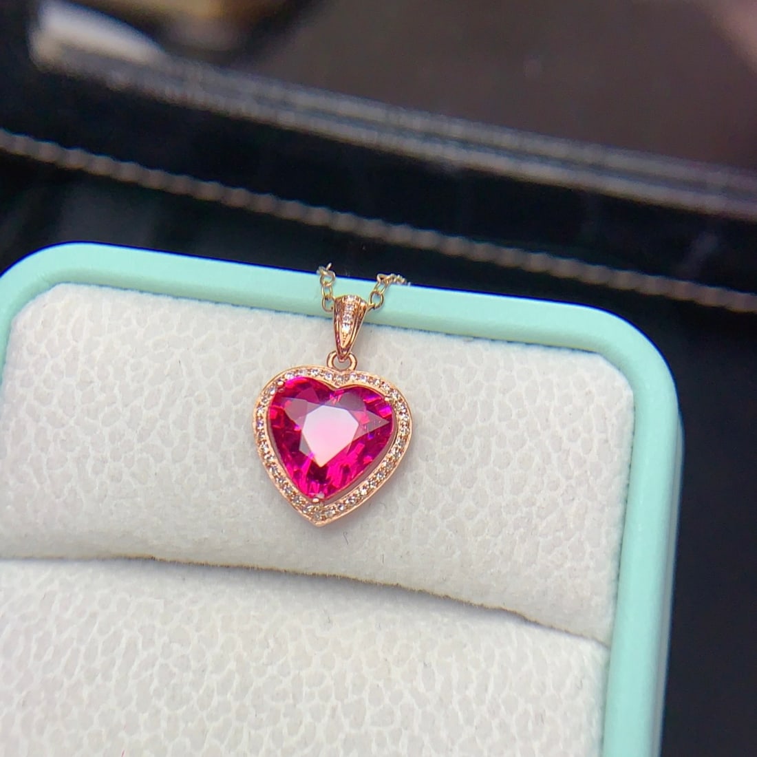 14k Gold 2.4 Ct Natural Tourmaline & Diamond Pendant( Without Chain ) - 5