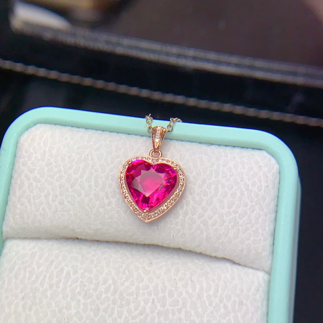 14k Gold 2.4 Ct Natural Tourmaline & Diamond Pendant( Without Chain ) - 6