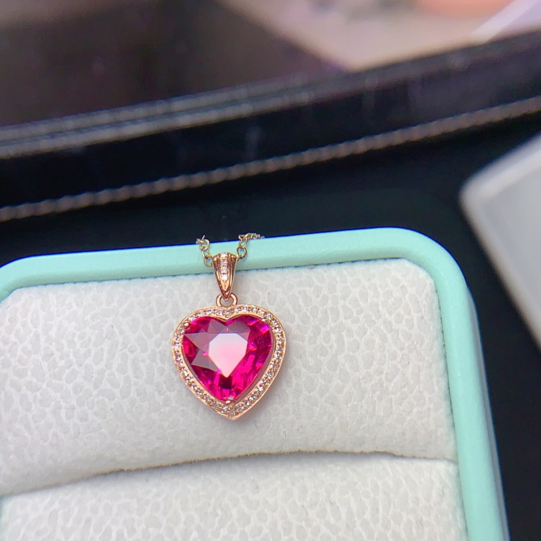 14k Gold 2.4 Ct Natural Tourmaline & Diamond Pendant( Without Chain ) - 8