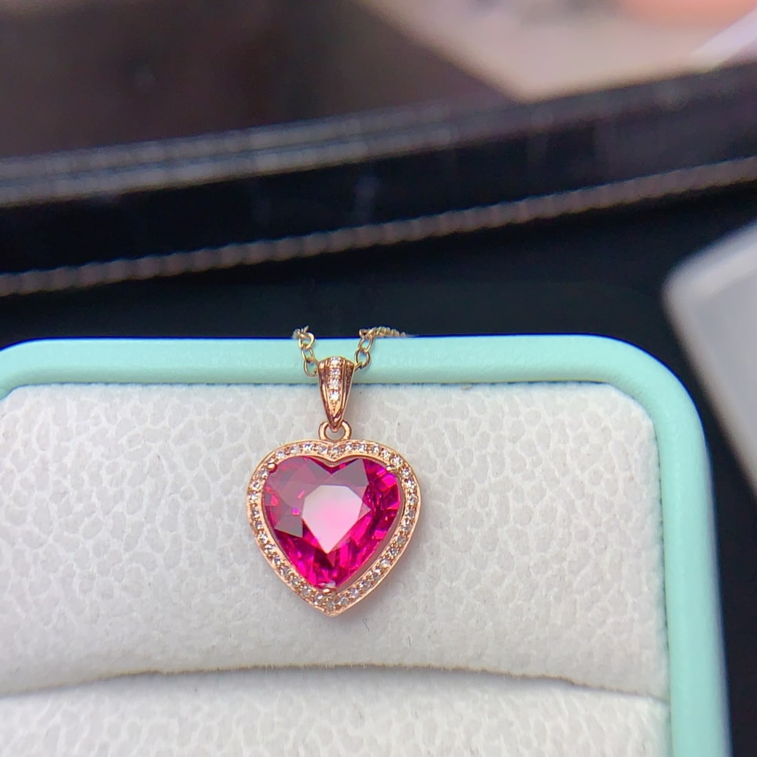 14k Gold 2.4 Ct Natural Tourmaline & Diamond Pendant( Without Chain ) - 9