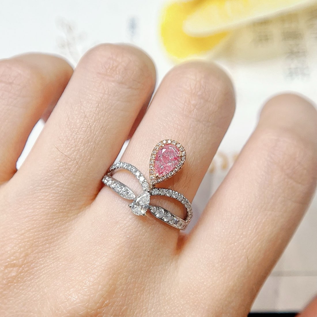 14k Gold 1.12 Ctw Natural Pink Diamond & Diamond Ring - 3