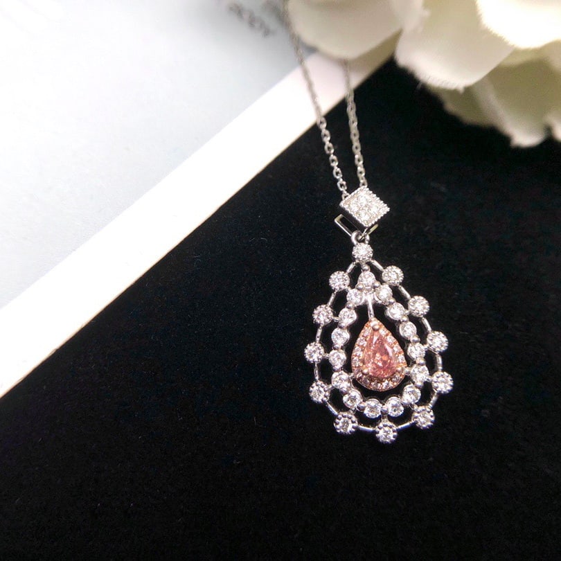 14k Gold 0.61 Ctw Natural Pink Diamond & Diamond Pendant( Without Chain ) - 2