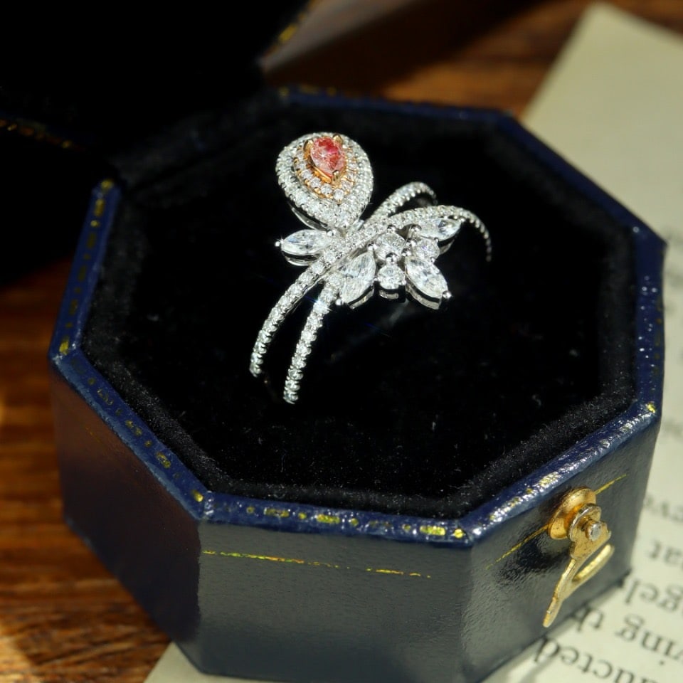 14k Gold 0.66 Ctw Natural Pink Diamond & Diamond Ring - 2