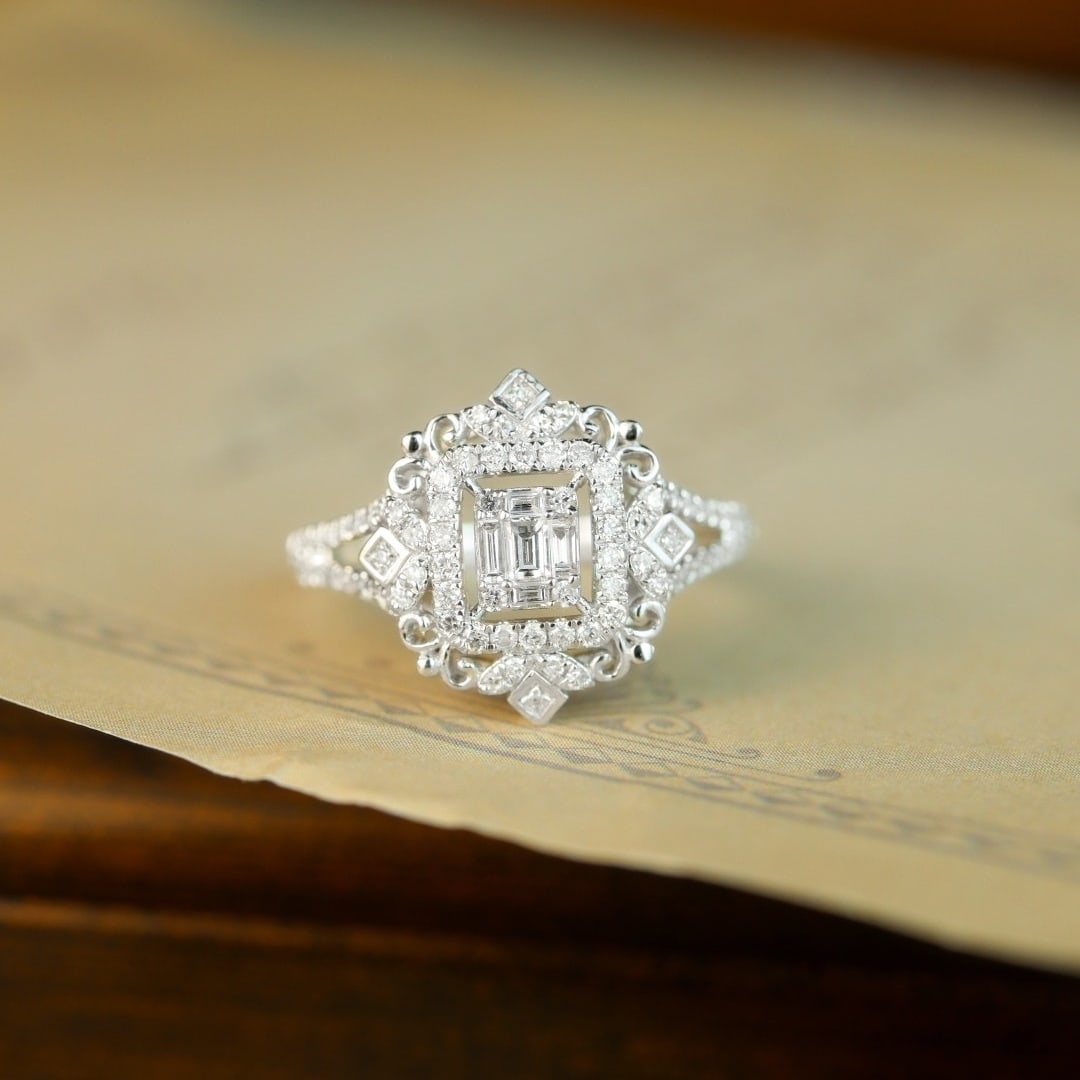 14k Gold 0.65 Ct Natural H Diamond Ring - 2