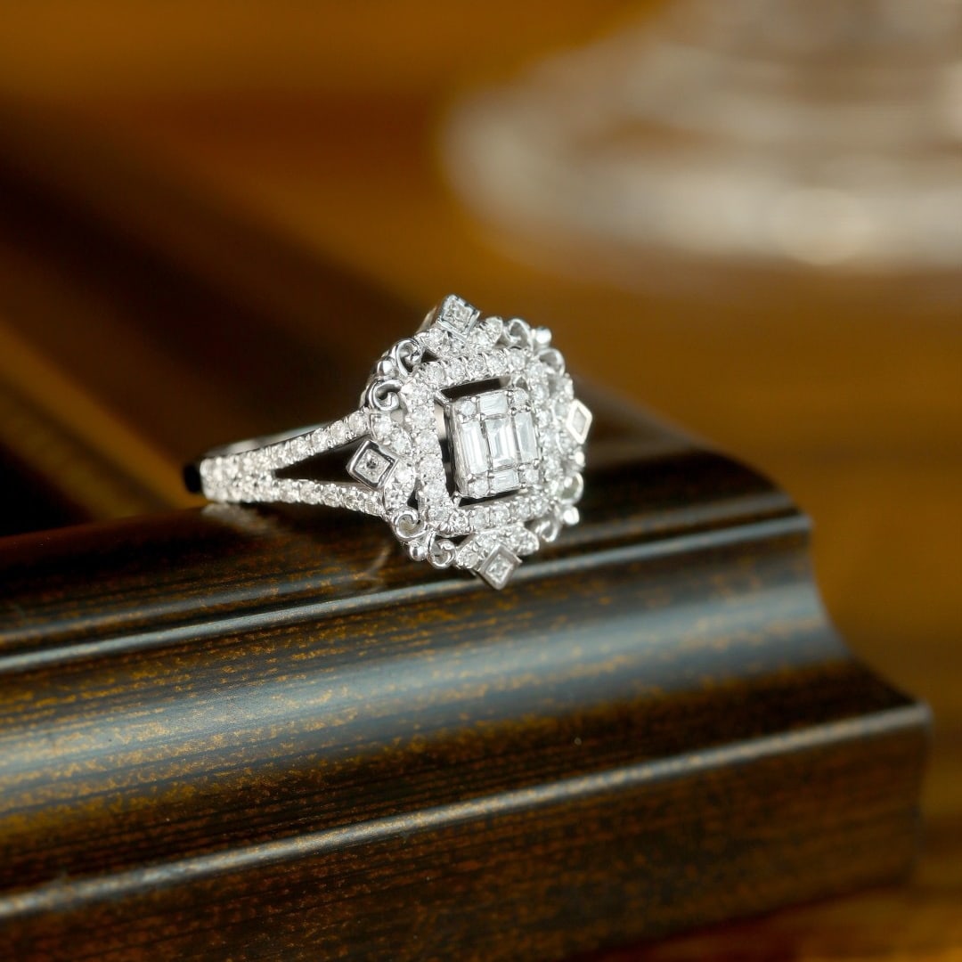 14k Gold 0.65 Ct Natural H Diamond Ring - 3