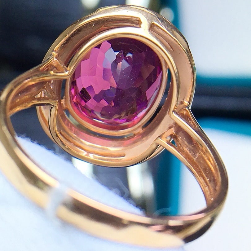 14k Gold 6.8 Ct Natural Tourmaline & Diamond Ring - 5