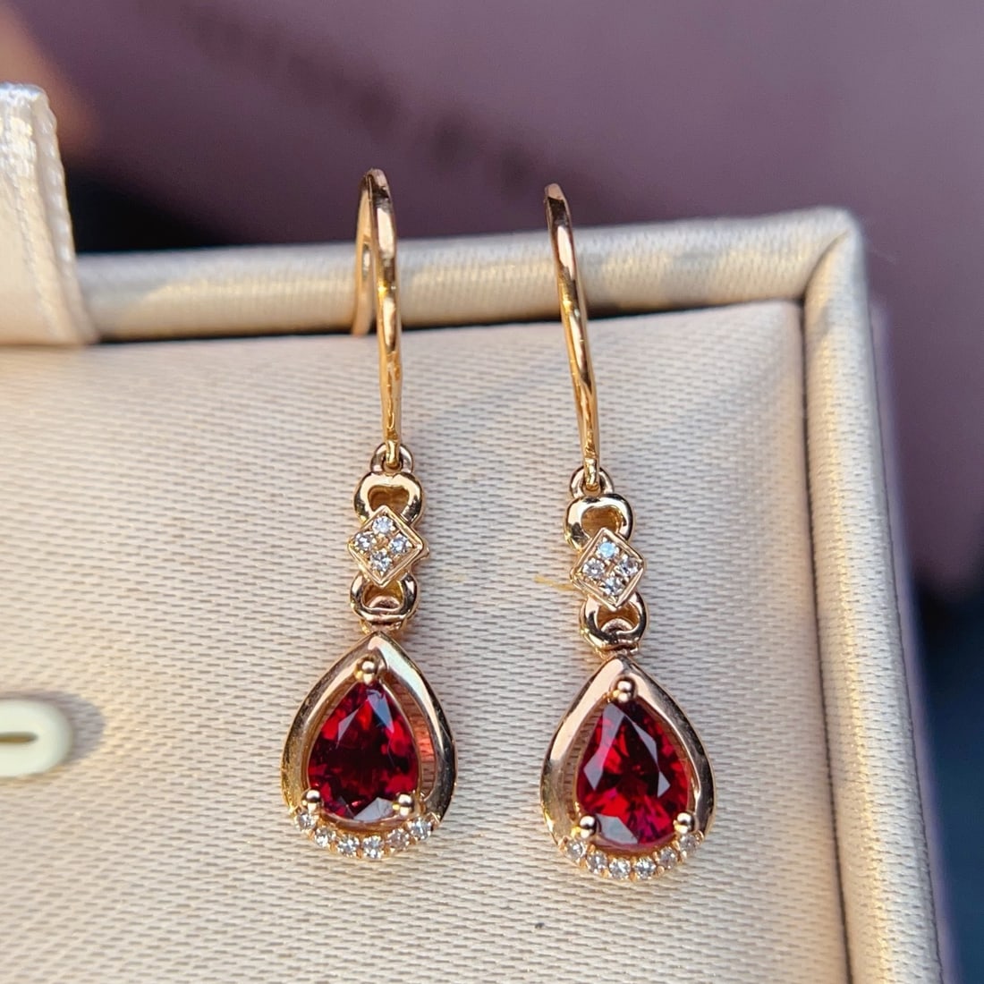 14k Gold 0.86 Ctw Natural Tourmaline & Diamond Earrings - 3