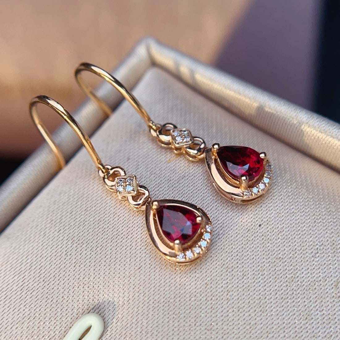 14k Gold 0.86 Ctw Natural Tourmaline & Diamond Earrings - 4