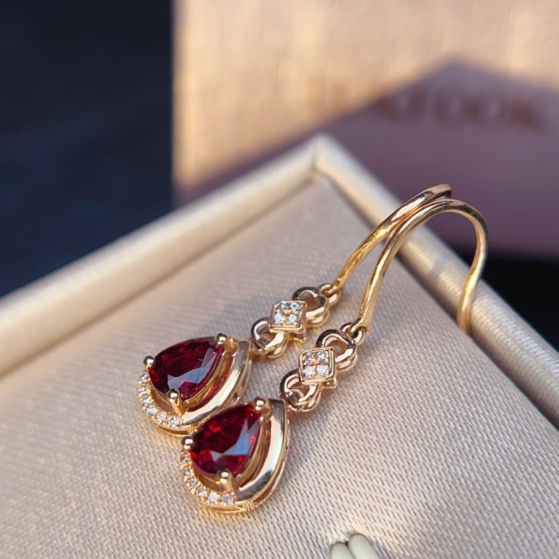 14k Gold 0.86 Ctw Natural Tourmaline & Diamond Earrings - 5