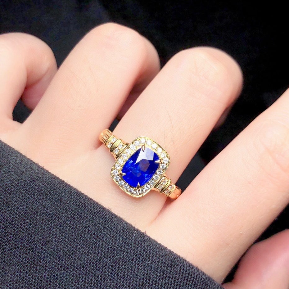 14k Gold 2.25 Ctw Natural Sapphire & Diamond Ring - 6