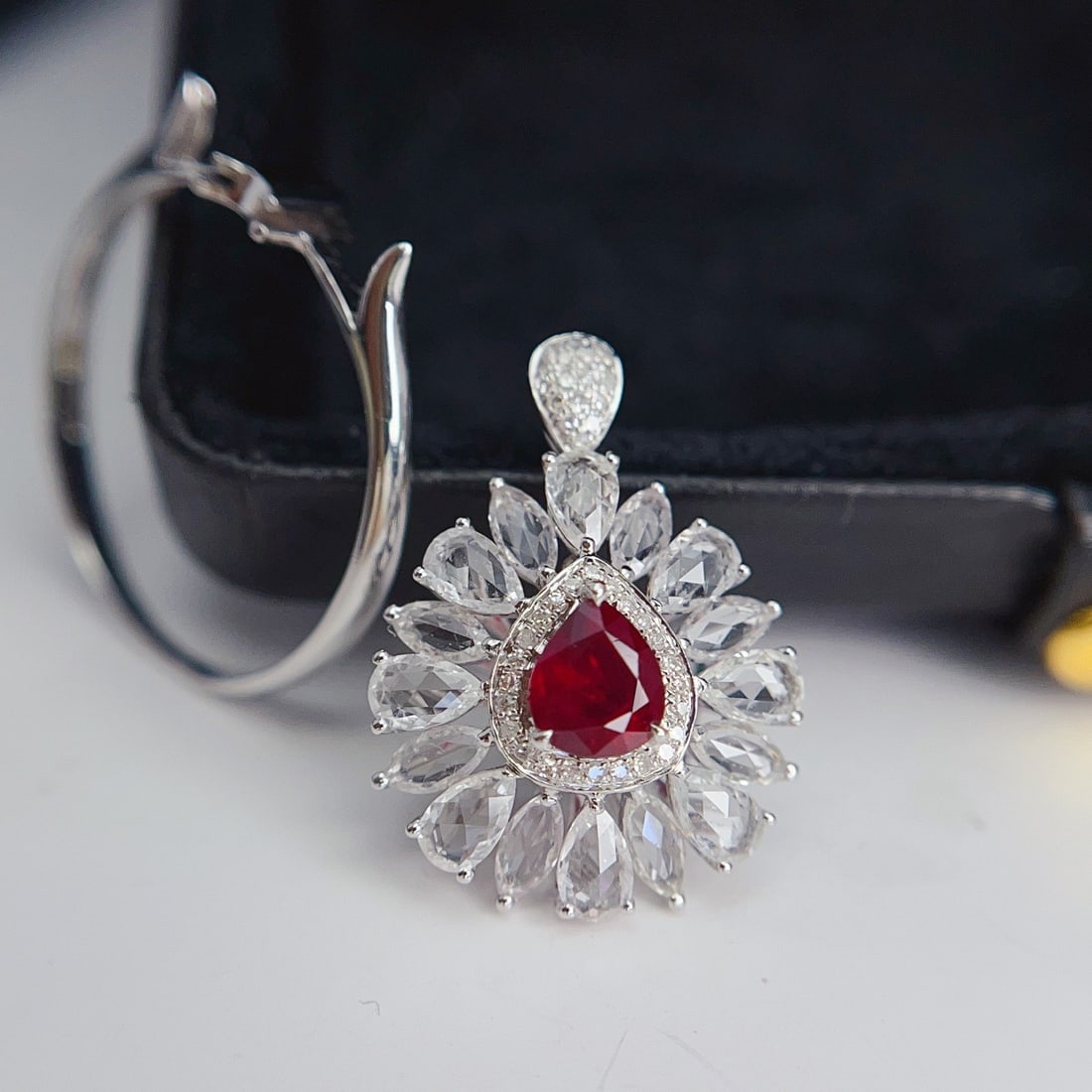 14k Gold 0.65 Ct Natural Ruby & Diamond & Sapphire Ring/pendant( Without Chain ) - 6