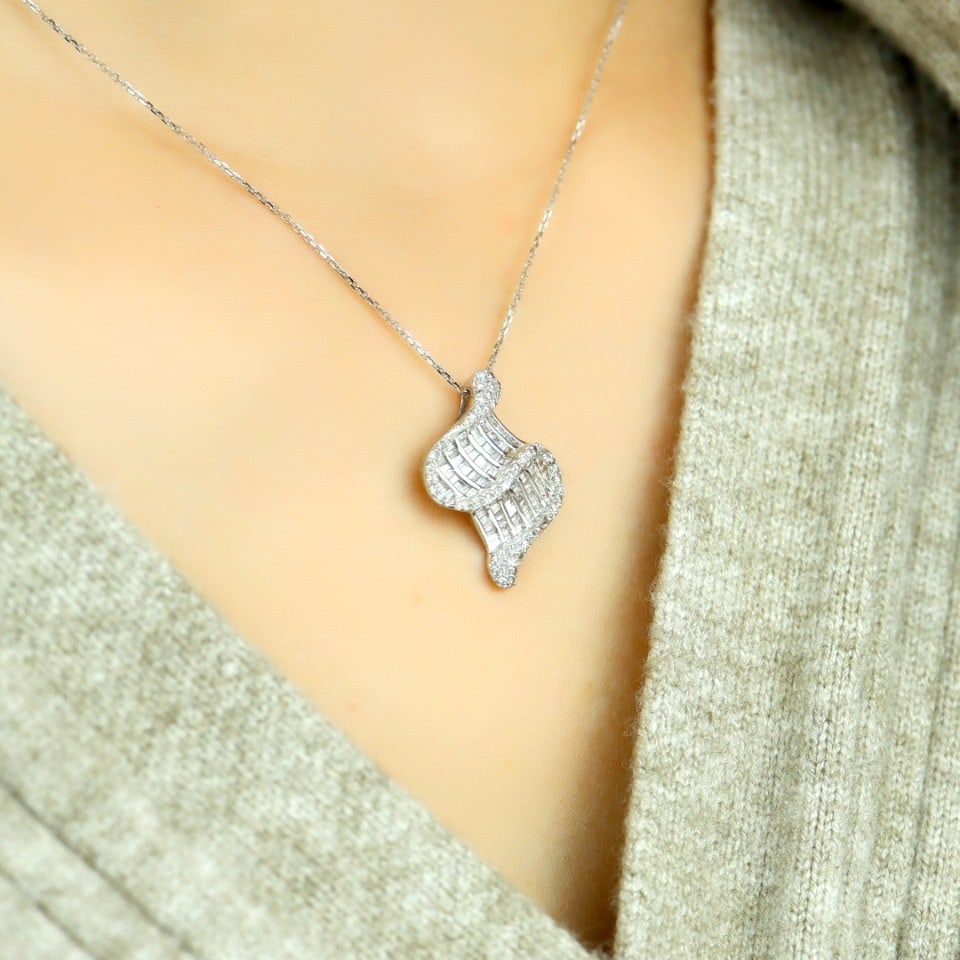 14k Gold 0.78 Ct Natural H Diamond Pendant( Without Chain ) - 5