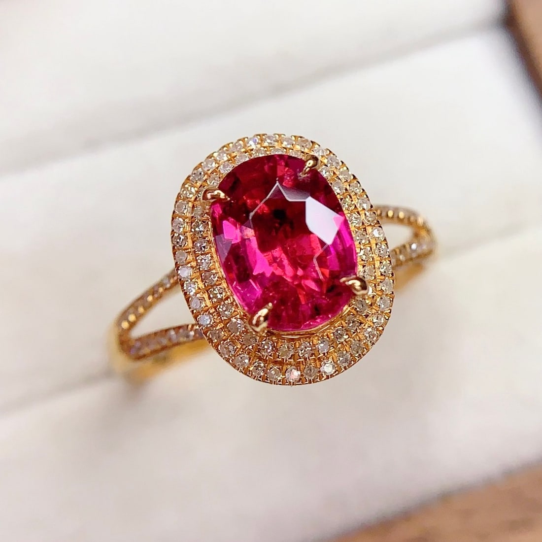 14k Gold 2.2 Ct Natural Tourmaline & Diamond Ring - 5