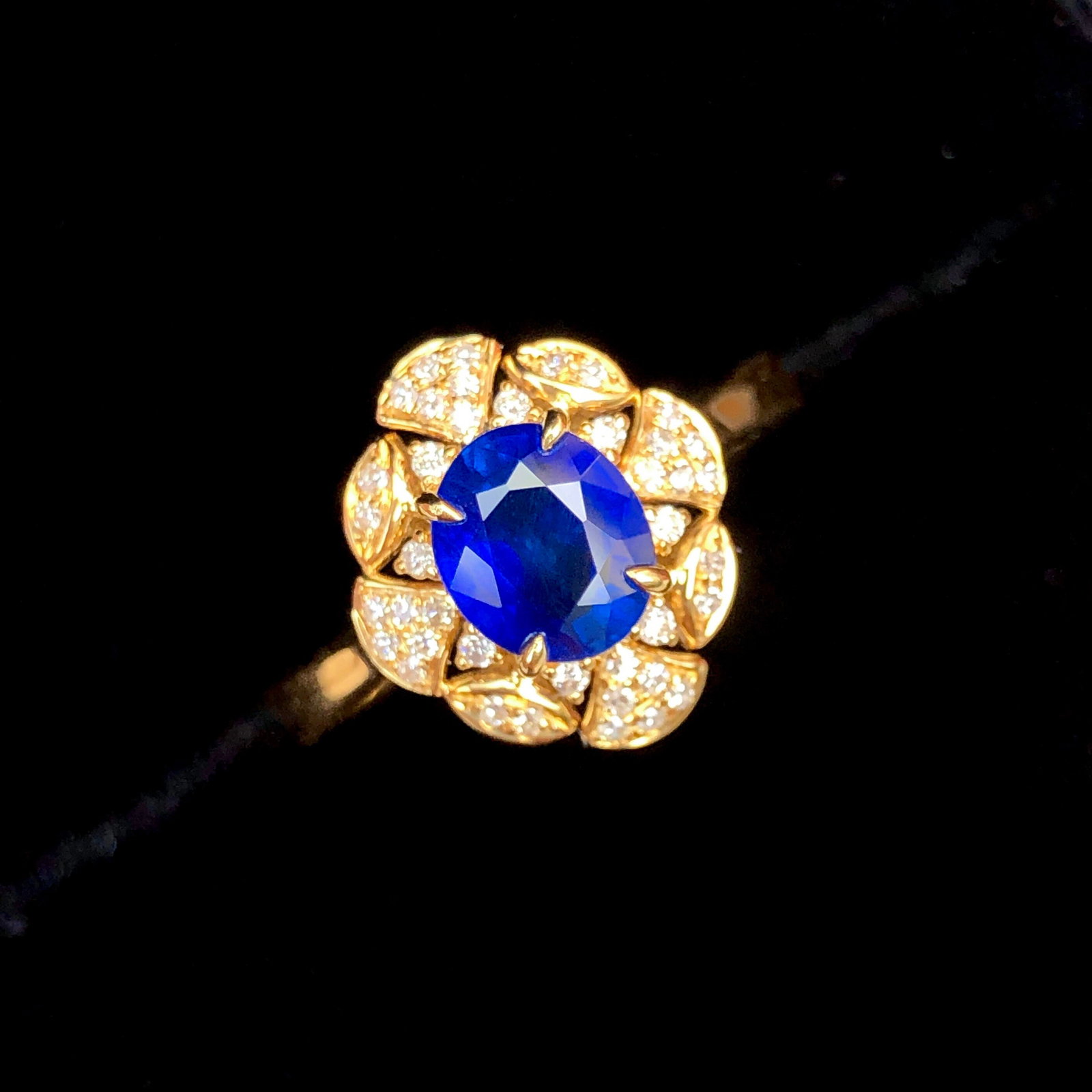 14k Gold 1.44 Ctw Natural Sapphire & Diamond Ring - 2