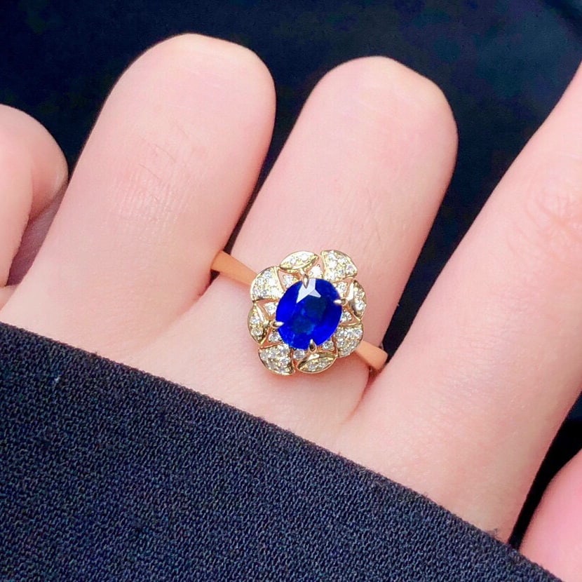 14k Gold 1.44 Ctw Natural Sapphire & Diamond Ring - 6