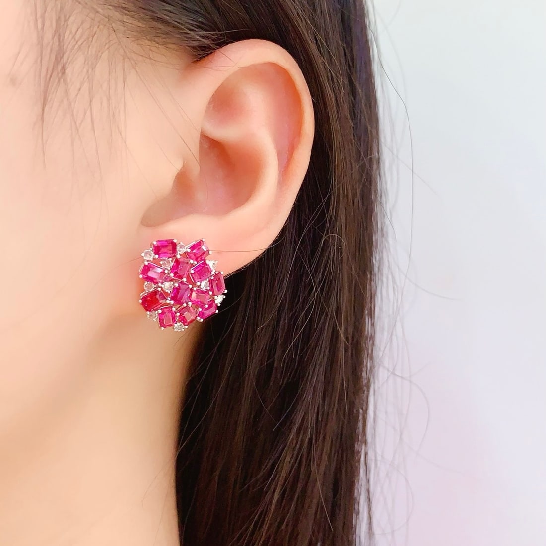 14k Gold 6.66 Ct Natural Ruby & Diamond Earrings - 6