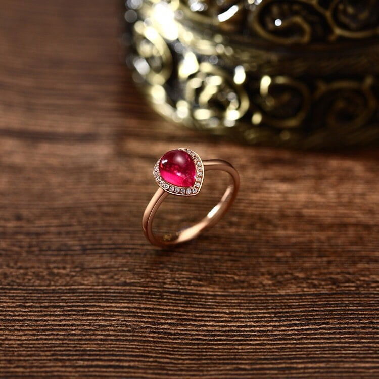 14k Gold 1.53 Ctw Natural Tourmaline & Diamond Ring - 2