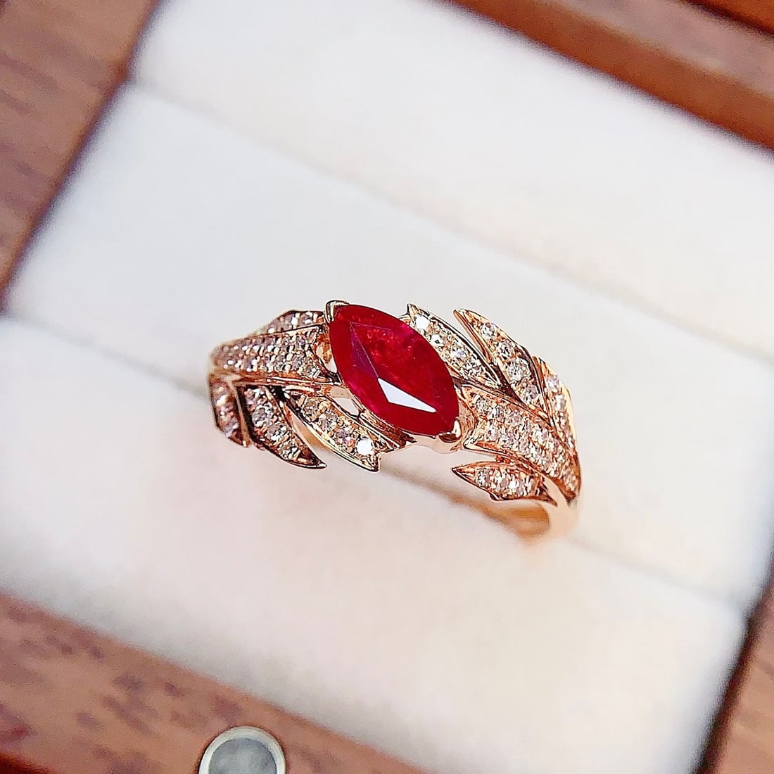 14k Gold 0.85 Ct Natural Ruby & Diamond Ring: Ref:231136376 // gold content:14k gold // ring size:7. 25us // // main gemstone:ruby // shape:marquise // carat weight:0. 85ct // color:red // treatment:natural // // adjacent gemstone 2 : diamond