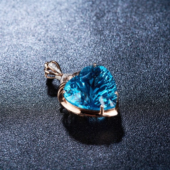 14k Gold 20.68 Ct Natural Topaz & Diamond Pendant( Without Chain ) - 6