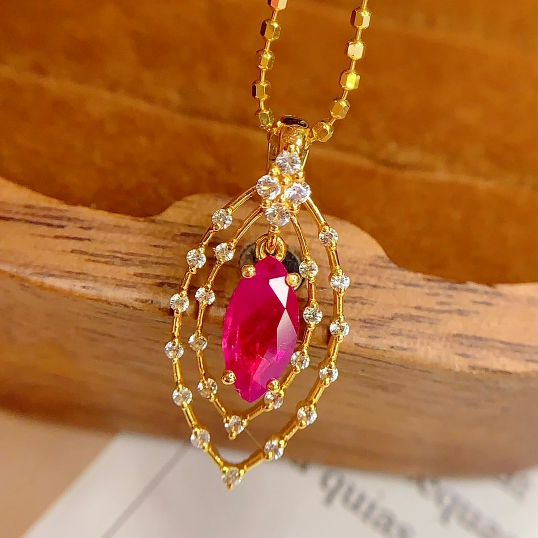 14k Gold 0.6 Ct Natural Ruby & Sapphire Pendant( Without Chain ) - 3
