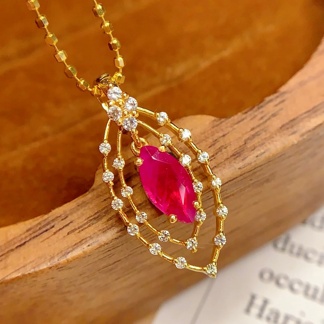 14k Gold 0.6 Ct Natural Ruby & Sapphire Pendant( Without Chain ) - 5