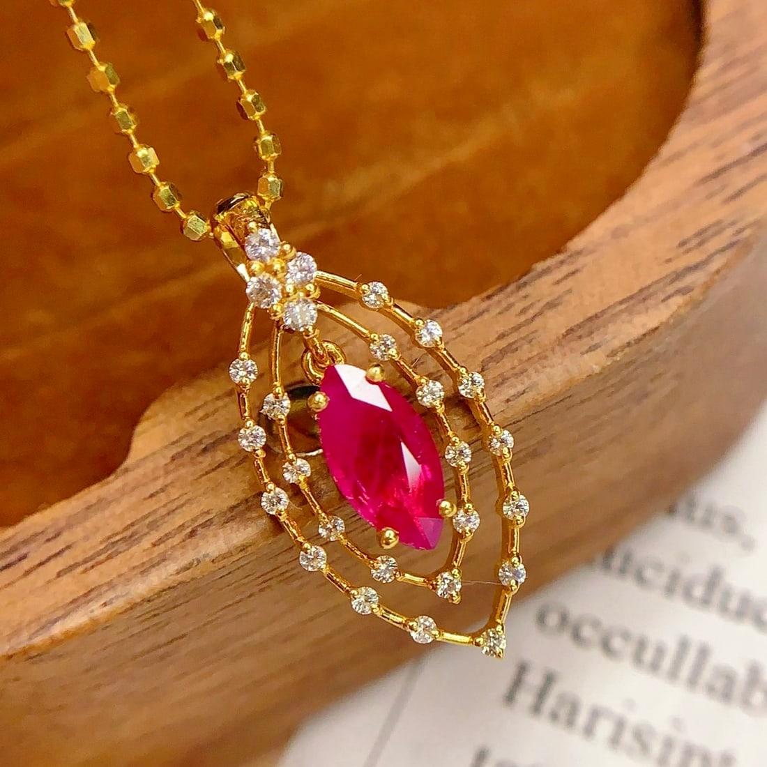 14k Gold 0.6 Ct Natural Ruby & Sapphire Pendant( Without Chain ) - 6