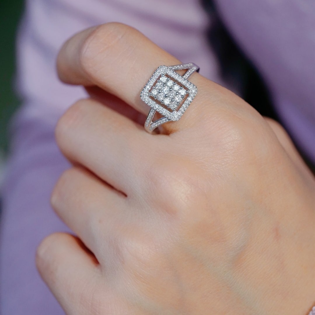 14k Gold 0.60 Ct Natural H Diamond Ring - 3