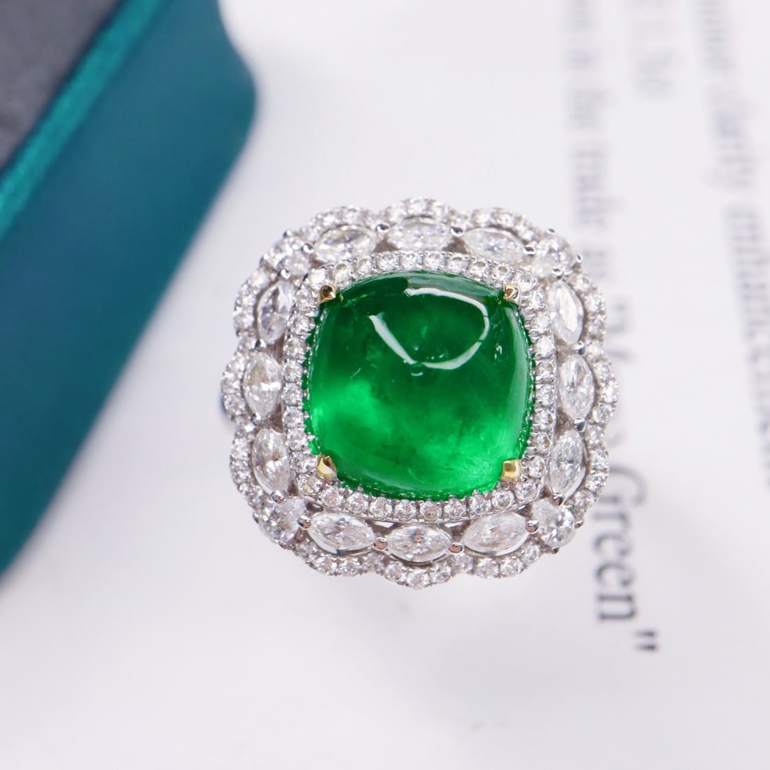 14k Gold 6.44 Ctw Natural Emerald & Diamond Ring/pendant( Without Chain ) - 2