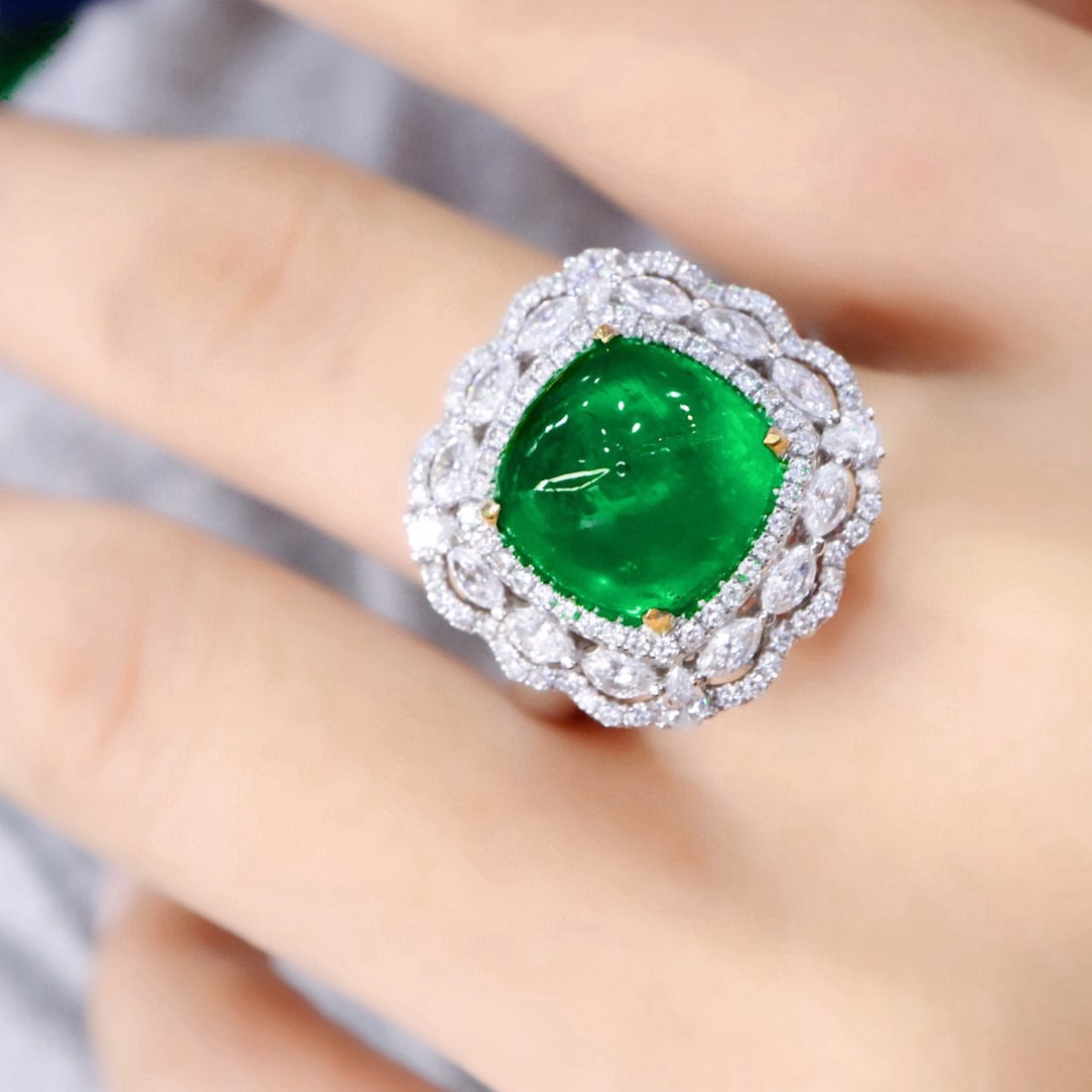 14k Gold 6.44 Ctw Natural Emerald & Diamond Ring/pendant( Without Chain ) - 4