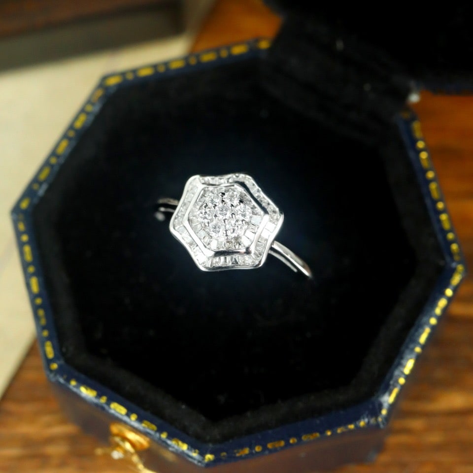 14k Gold 0.5 Ct Natural H Diamond Ring - 4