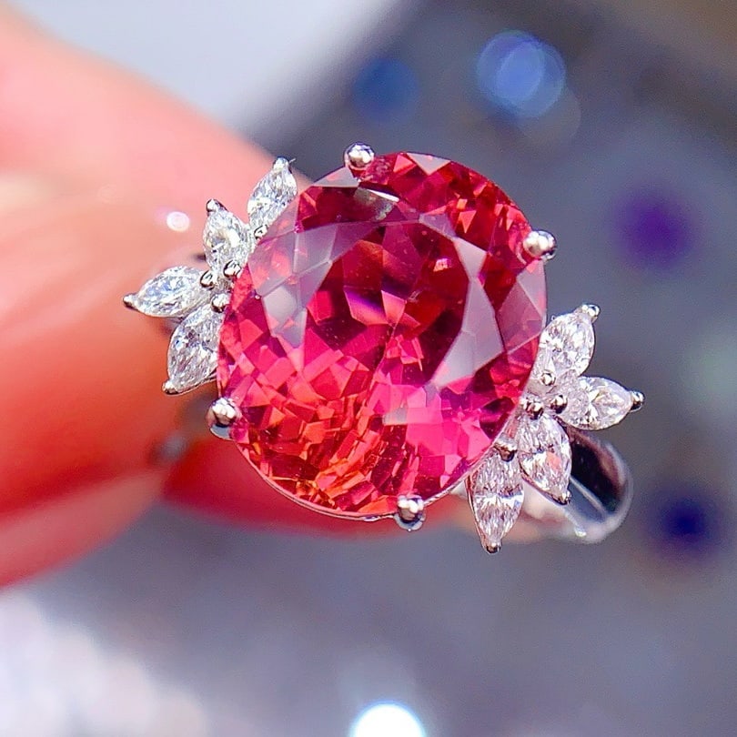 14k Gold 6.3 Ct Natural Tourmaline & Diamond Ring - 3