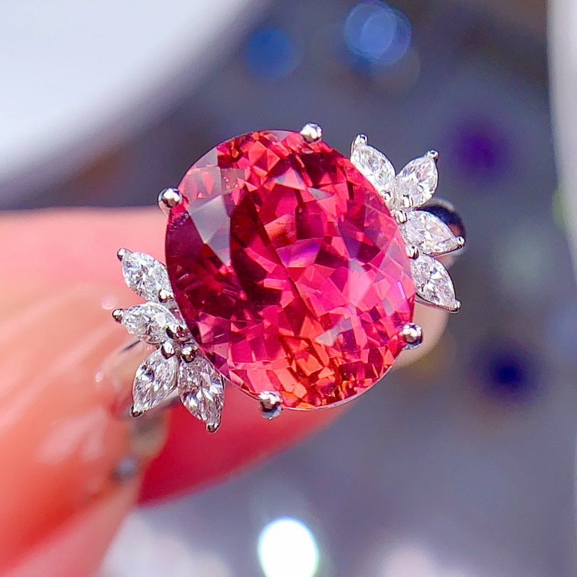 14k Gold 6.3 Ct Natural Tourmaline & Diamond Ring - 4